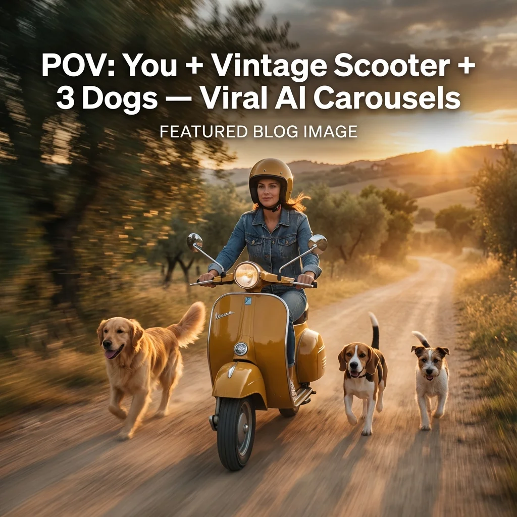 POV: You + Vintage Scooter + 3 Dogs — Viral AI Carousels