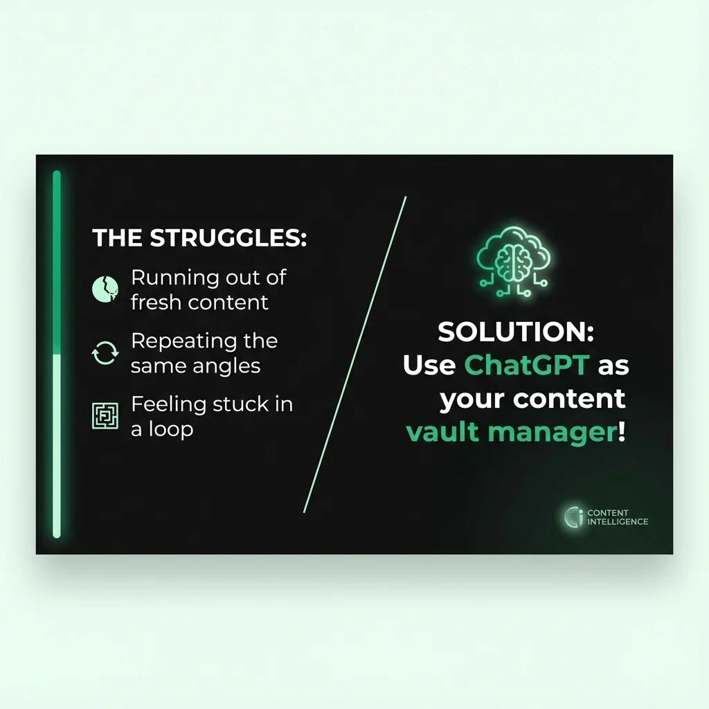 A black, sleek slide about stabilizing content ideas and a content vault