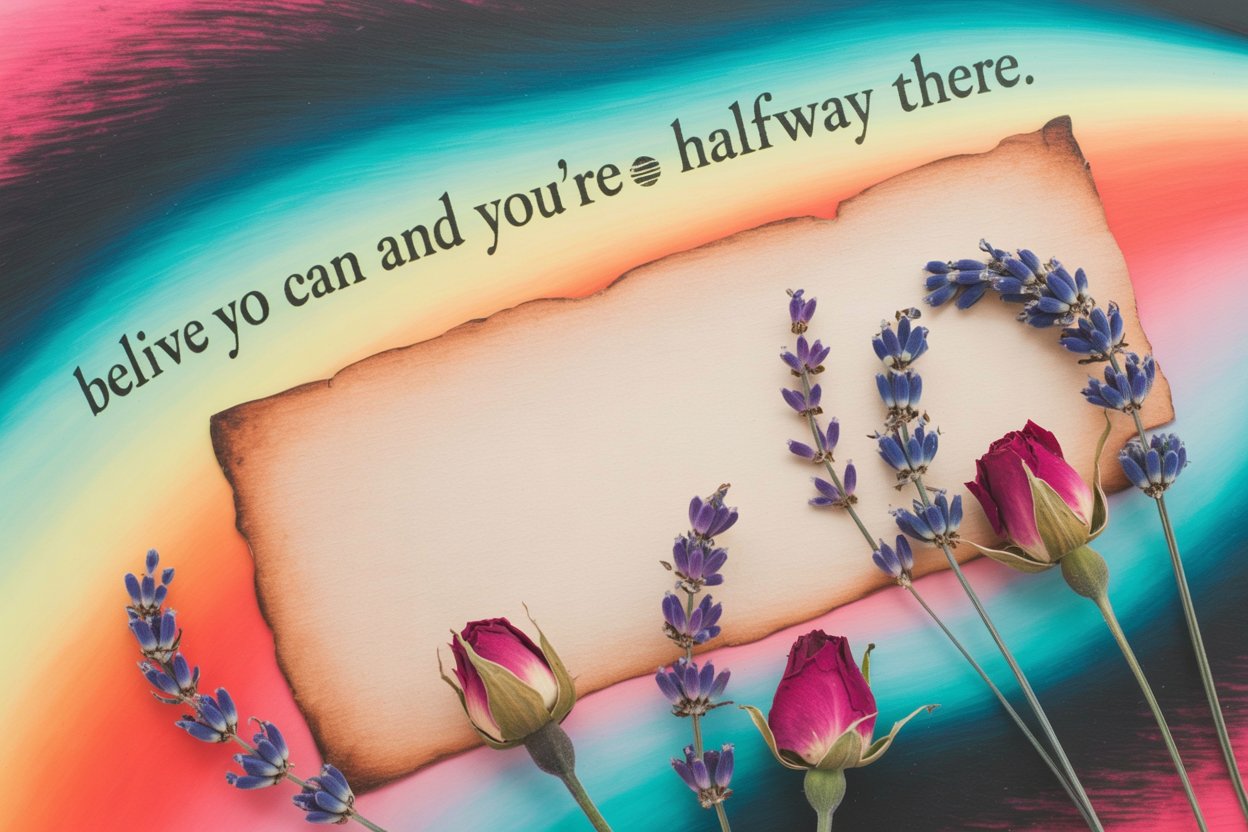 Beautiful typography featuring inspirational book quotes on vintage paper background