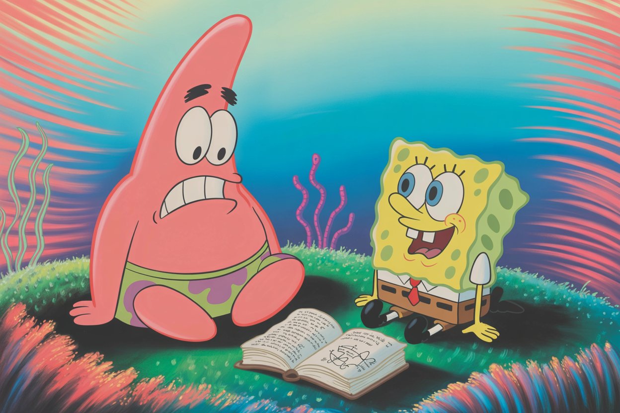 Patrick Star sharing wisdom with SpongeBob