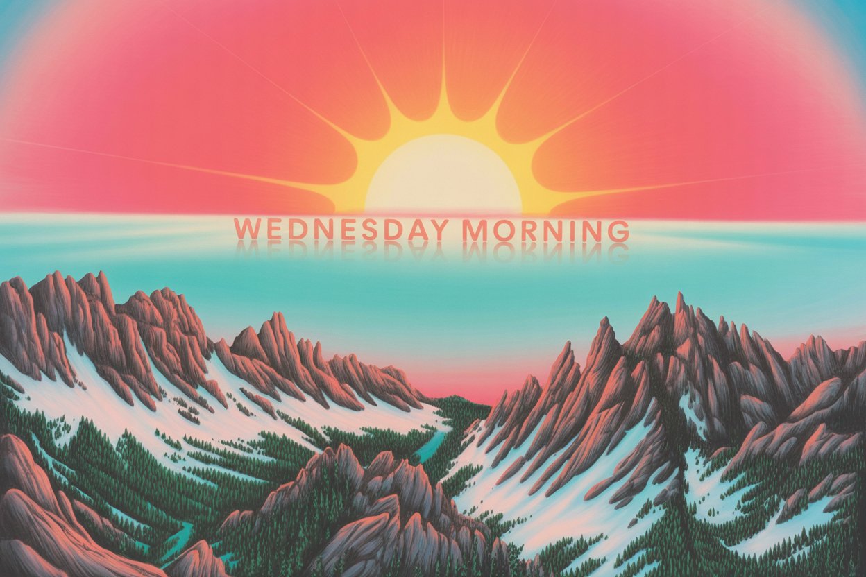 Beautiful Wednesday morning sunrise over mountains