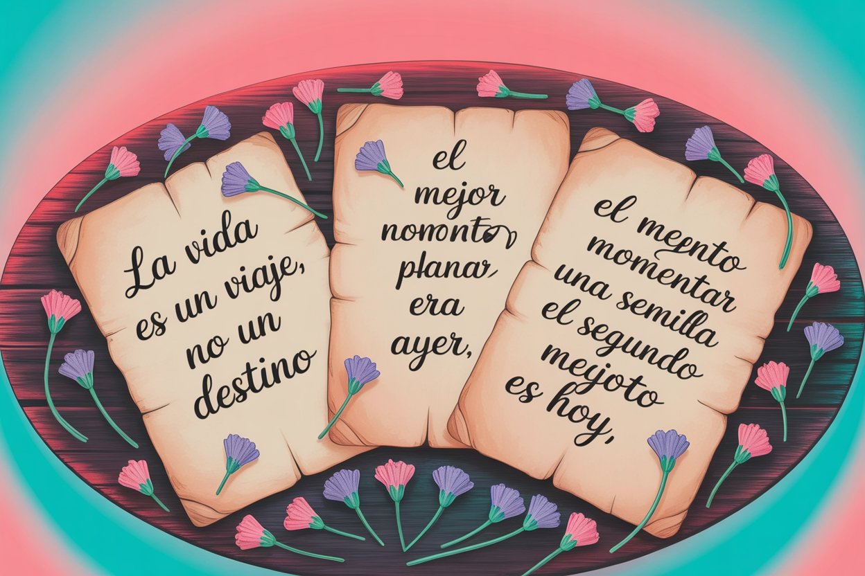 Inspirational Spanish quote calligraphy with decorative elements
