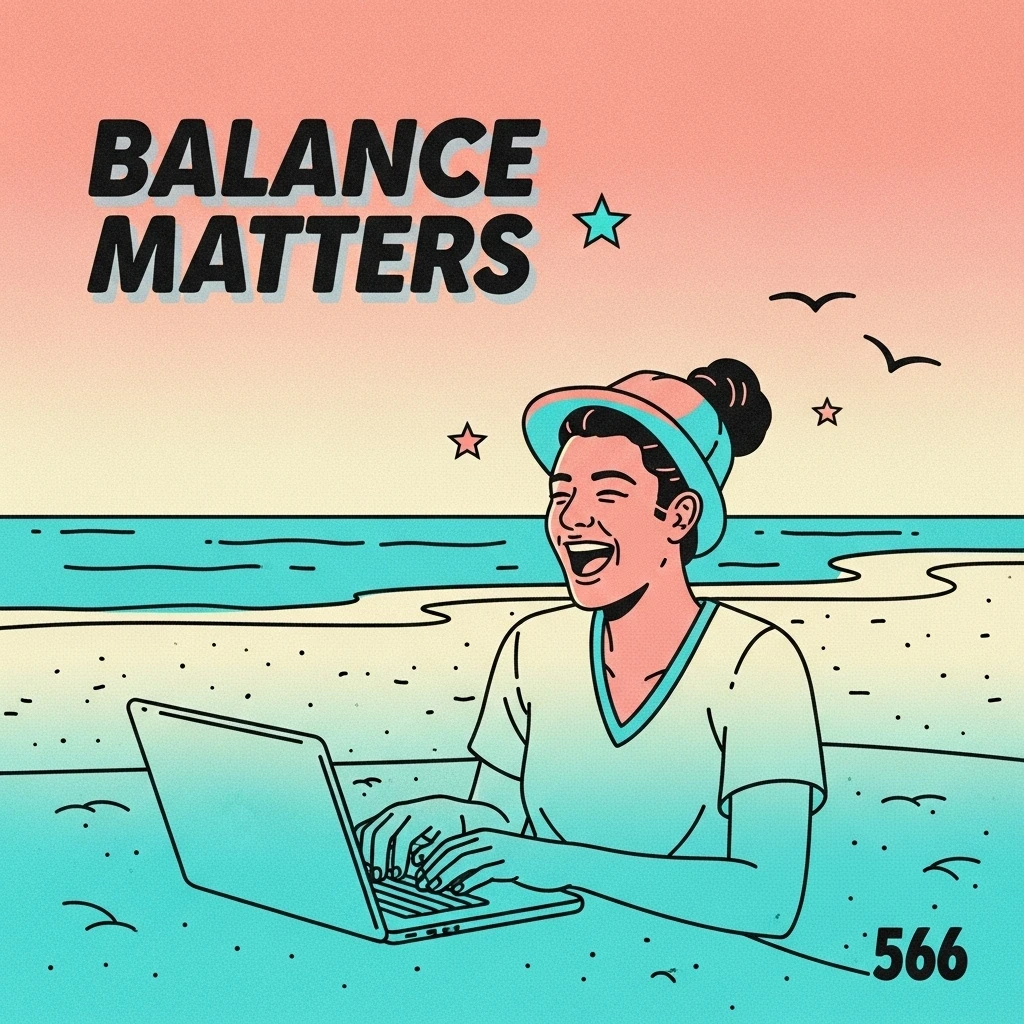 Visual representing the importance of balance between work and leisure time, highlighting quotes about 'all work and no play' and its negative consequences.