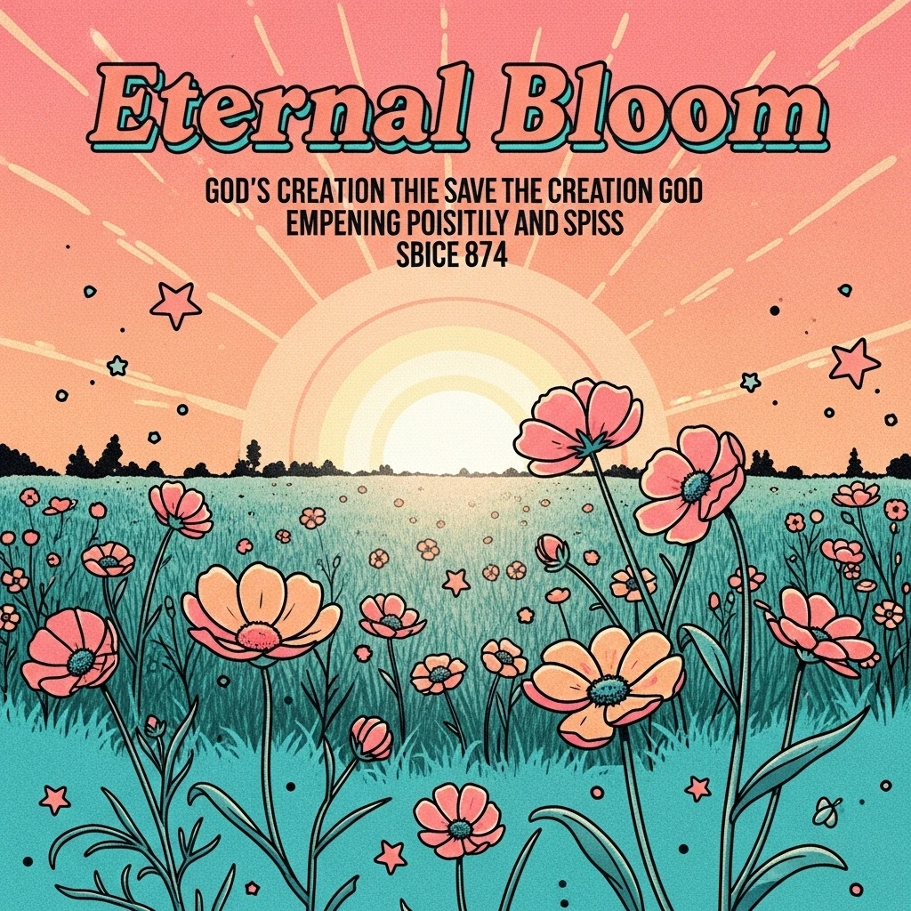 A vibrant field of wildflowers at sunrise, illustrating the beauty of God's creation and the inspirational message of rebirth found in springtime Bible quotes.