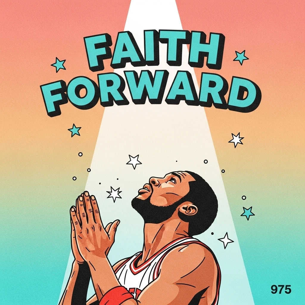 A basketball player expressing gratitude after a point, reflecting the role of faith in athletic achievement and thanking God for strength and opportunity.