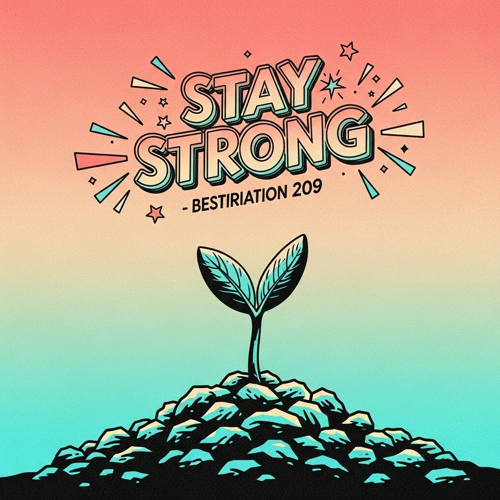 Image of a seedling breaking through rocks, illustrating the perseverance and faith described in biblical quotes on not giving up, symbolizing overcoming obstacles.