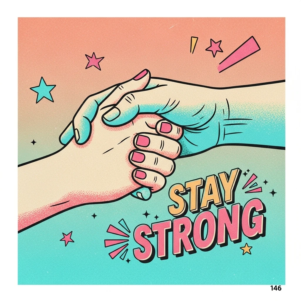 Image showing supportive hands intertwined, representing strength and solidarity during breast cancer journey, accompanying related quotes.