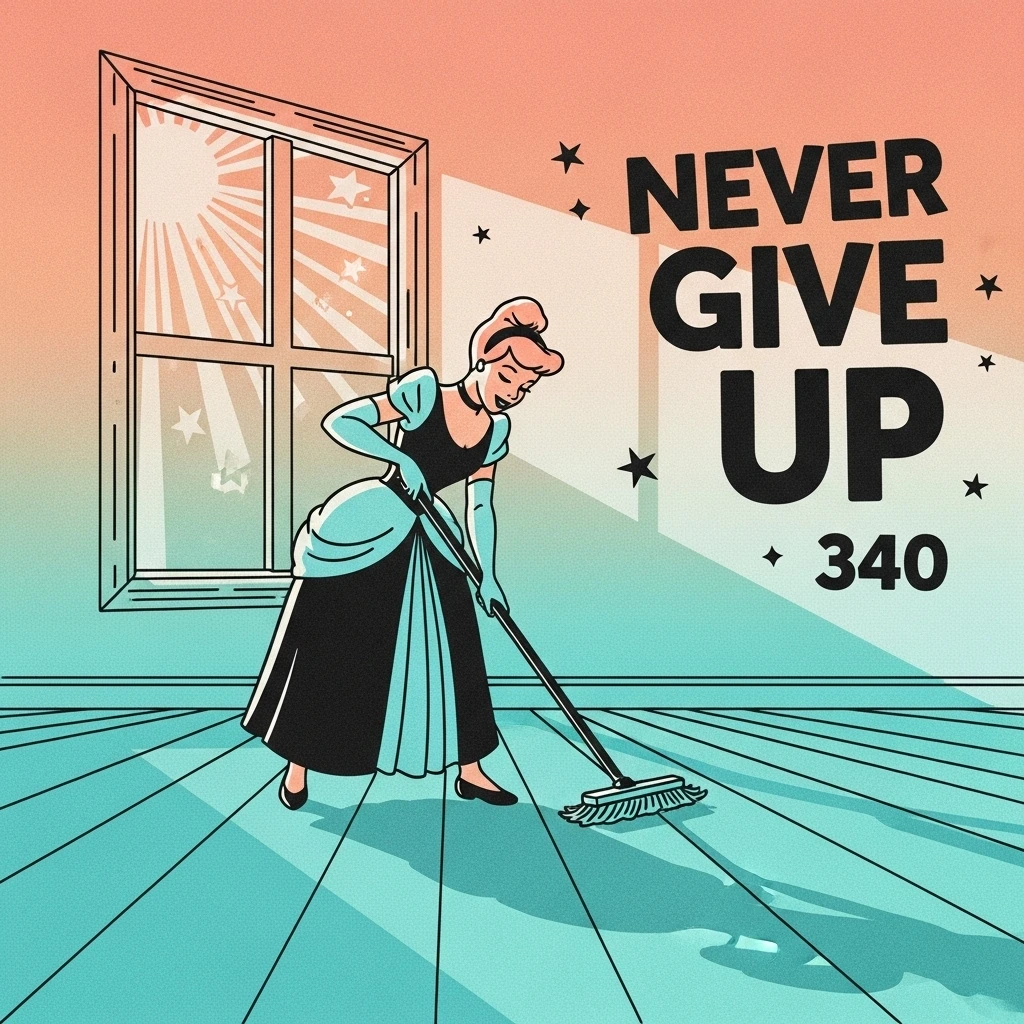Image depicting Cinderella diligently cleaning, showcasing her resilience and determination, highlighting the theme of perseverance found in Cinderella quotes.