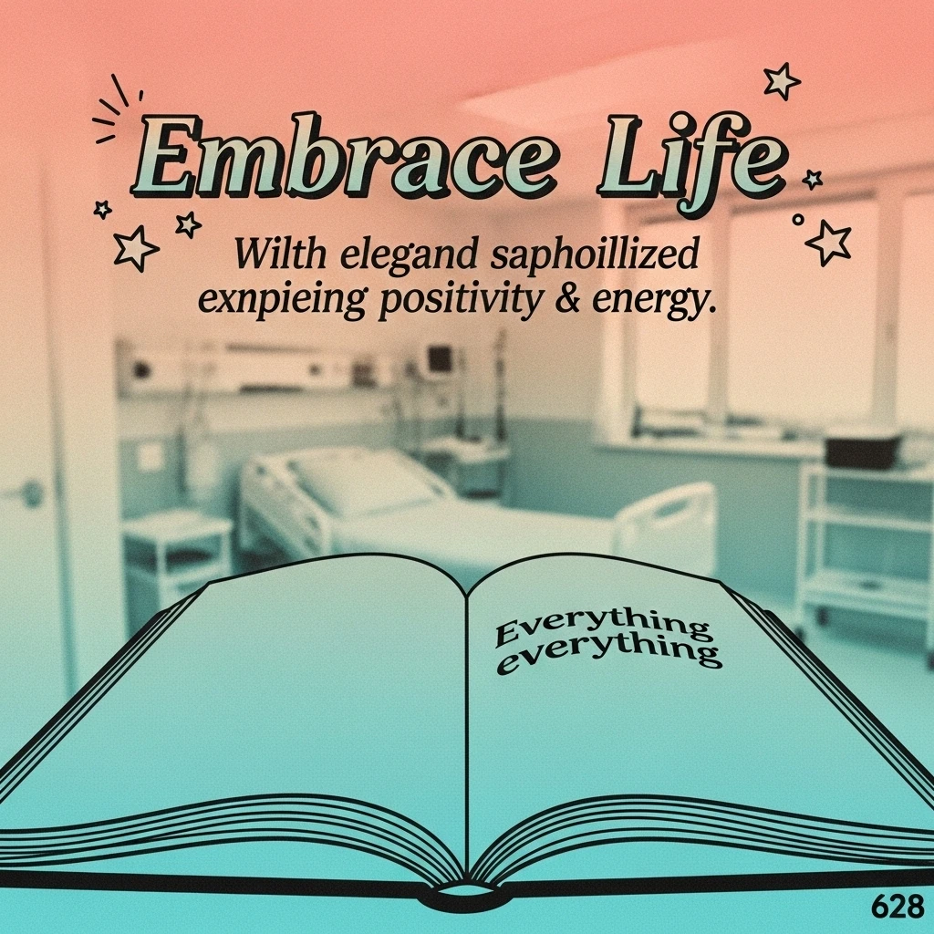 Close-up of an open copy of 'Everything Everything' highlighting a poignant quote with page number displayed, illustrating the power of words within confinement.