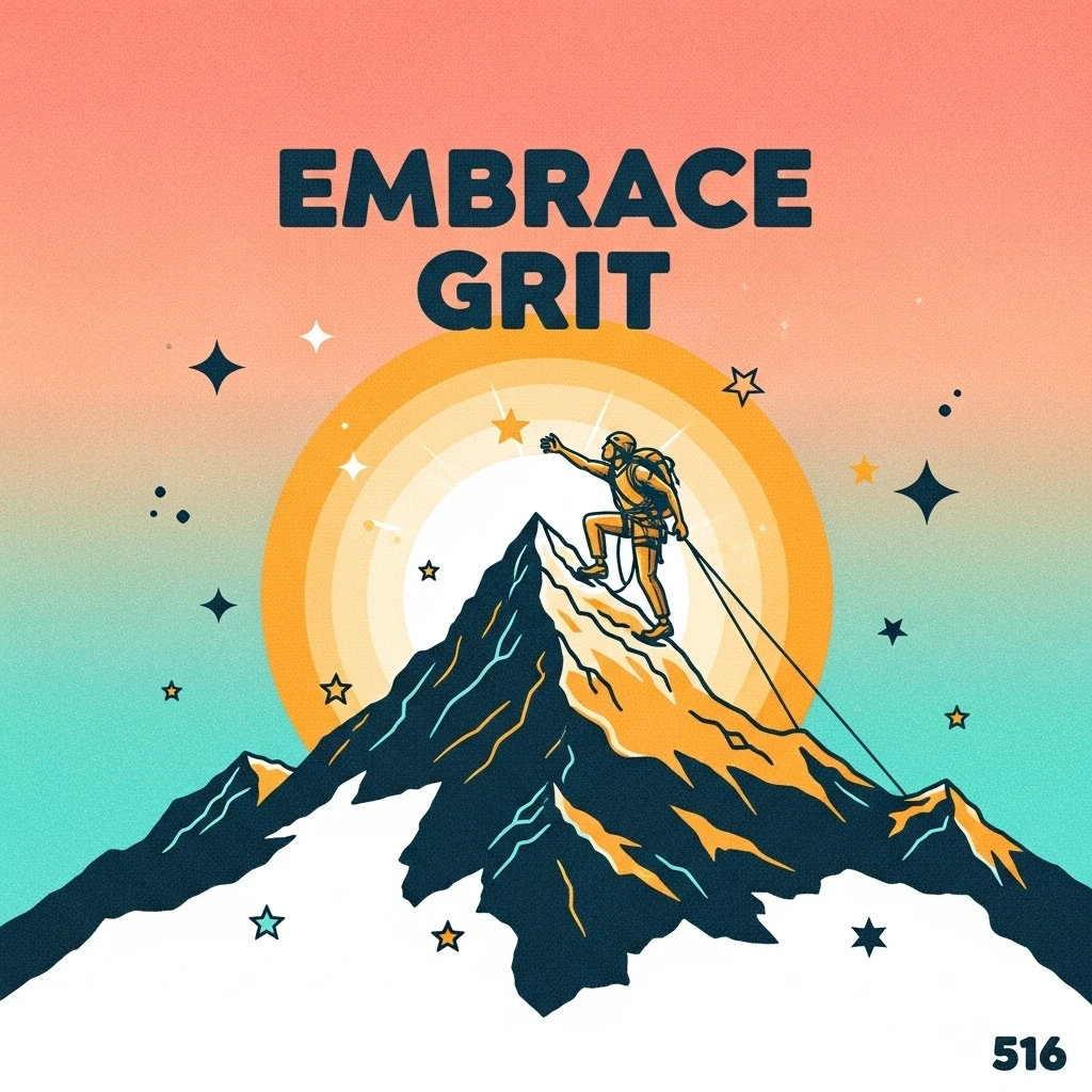 A mountain climber successfully reaching the peak, symbolizing the grit and perseverance required to achieve goals and finish strong.