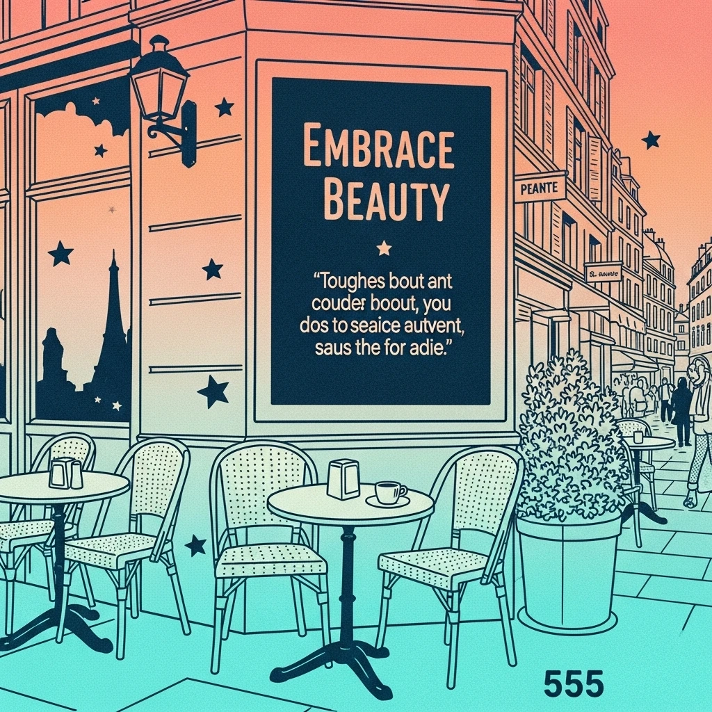 Image of a Parisian cafe chalkboard with a French quote about beauty, emphasizing the appreciation of aesthetics in life.