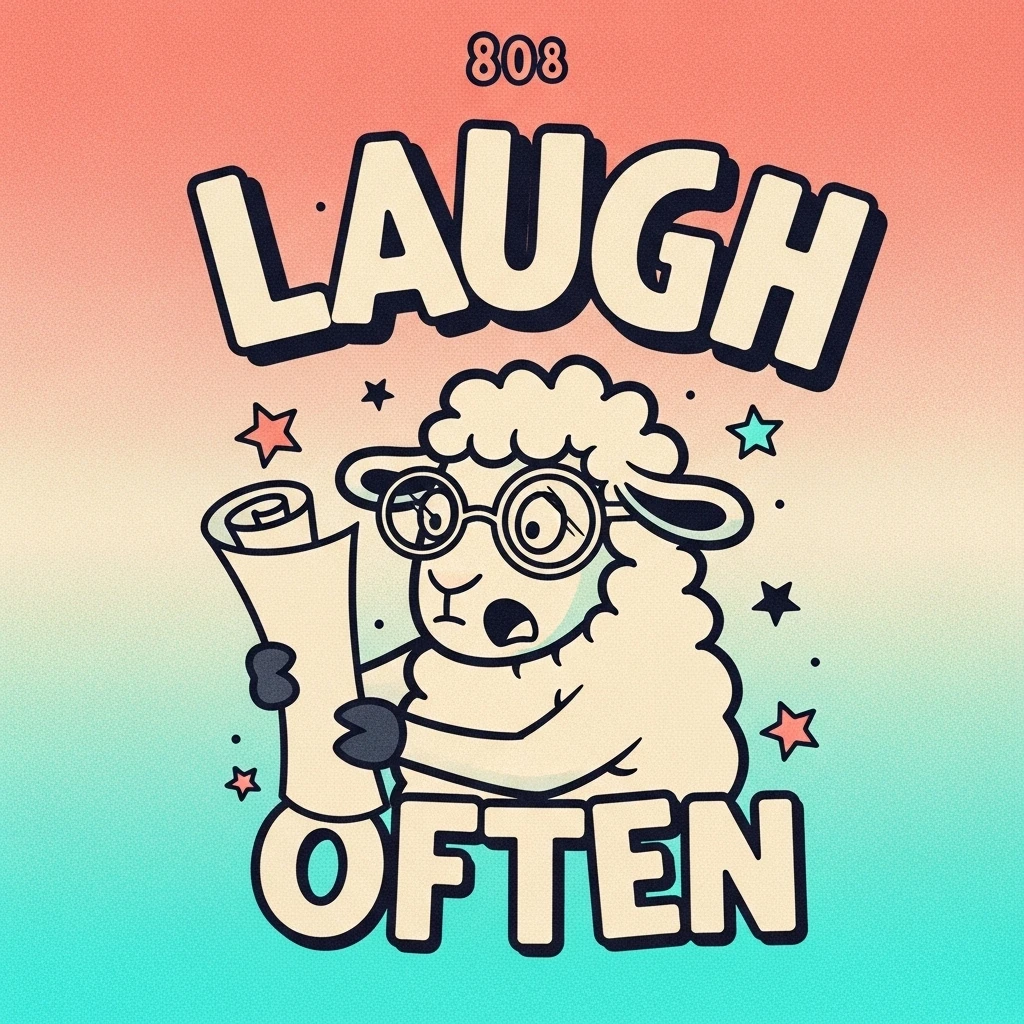 Cartoon sheep comically struggling to understand a funny Bible verse, emphasizing the humor found within scripture.
