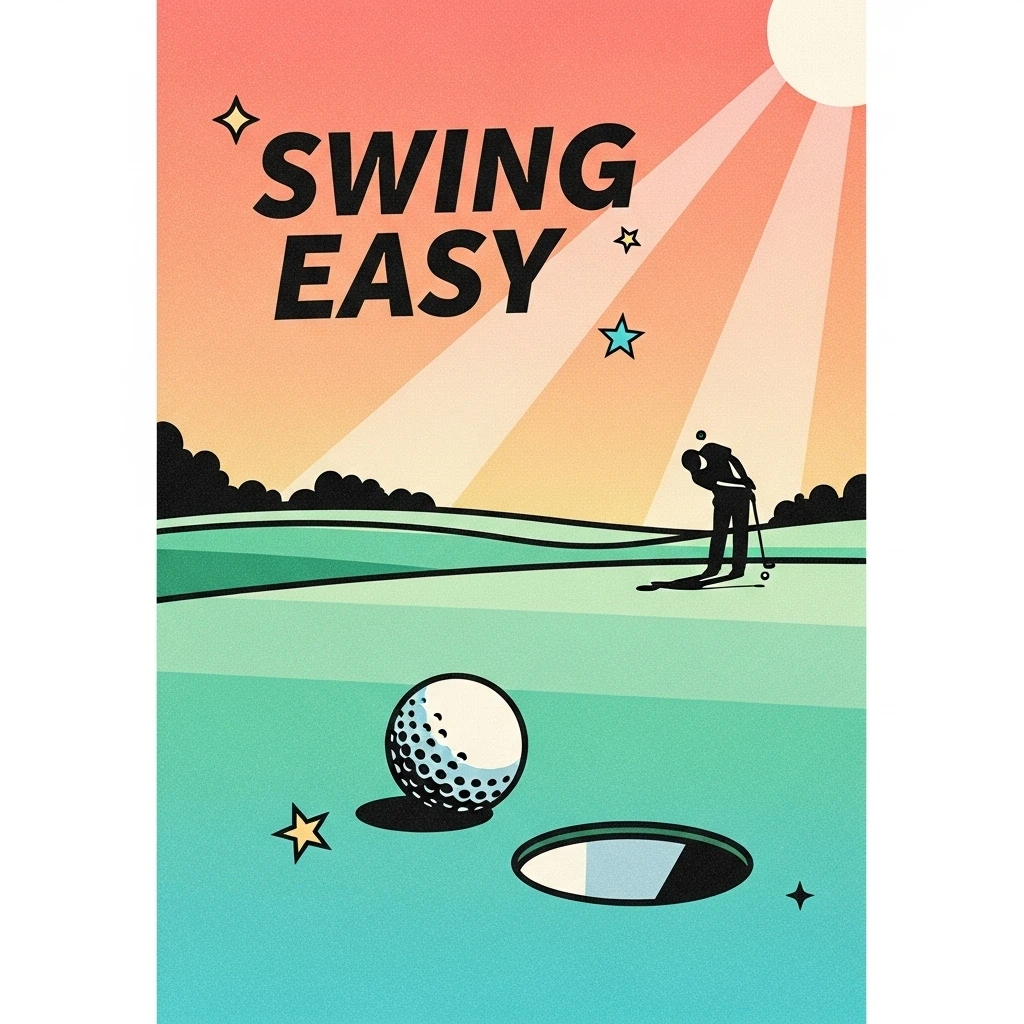 A peaceful golf course scene symbolizing the often paradoxical combination of relaxation and frustration found in the funny golf quotes.