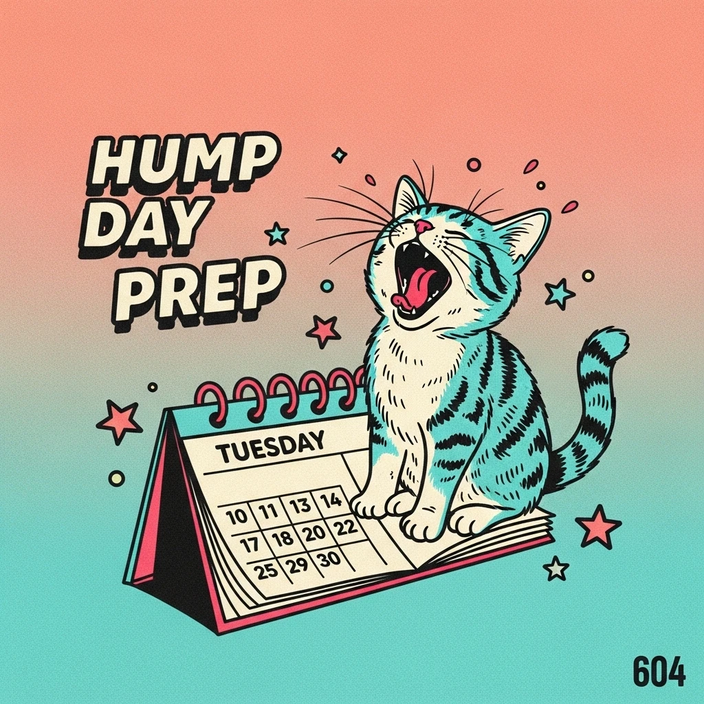 A yawning cat sitting on a Tuesday calendar, visually conveying the need for funny quotes on Tuesday to combat midweek fatigue.