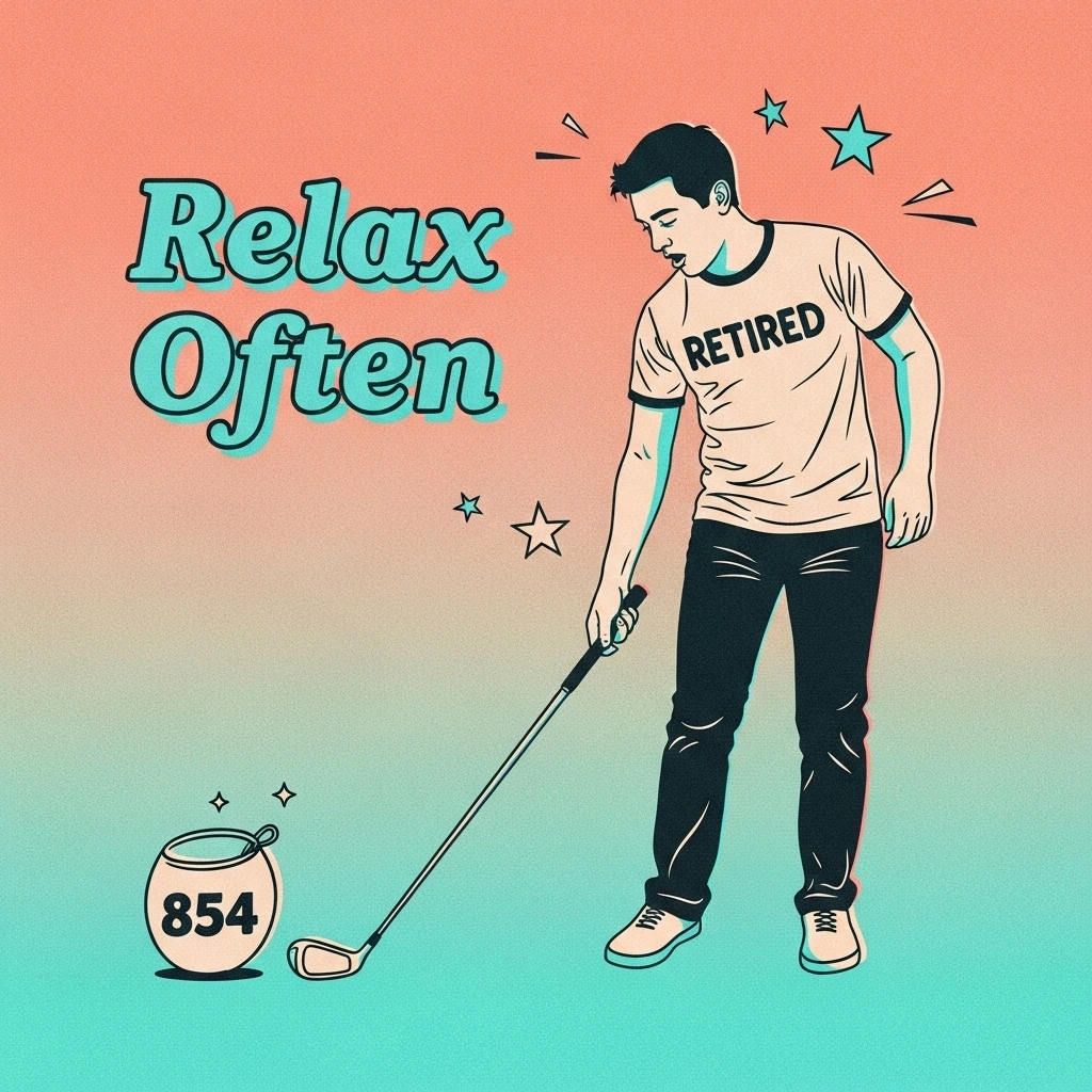 A humorous image of a retiree comically struggling with a new hobby, highlighting the lighter side of finding new passions after retirement, showcasing funny retirement quotes about new beginnings.