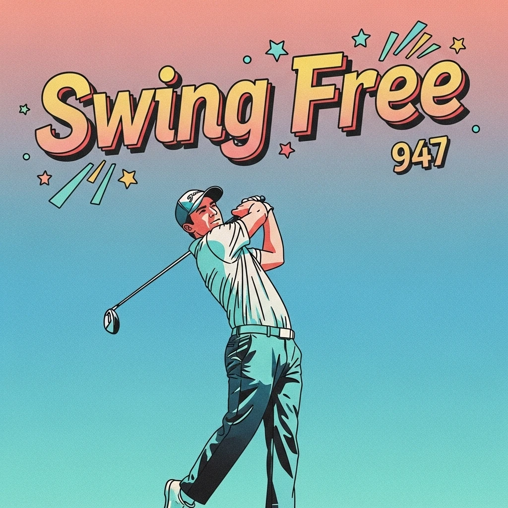 A golfer in mid-swing against a clear blue sky embodies freedom and confidence, symbolizing the advice found in the blog post's golf quotes about letting go of anxiety and trusting your instincts during a round.