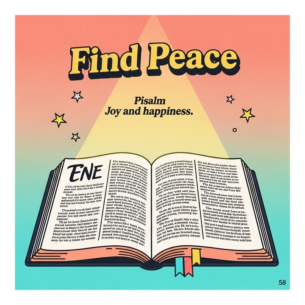 Image of an open Bible highlighting a Psalm verse, symbolizing finding peace and happiness through scripture.