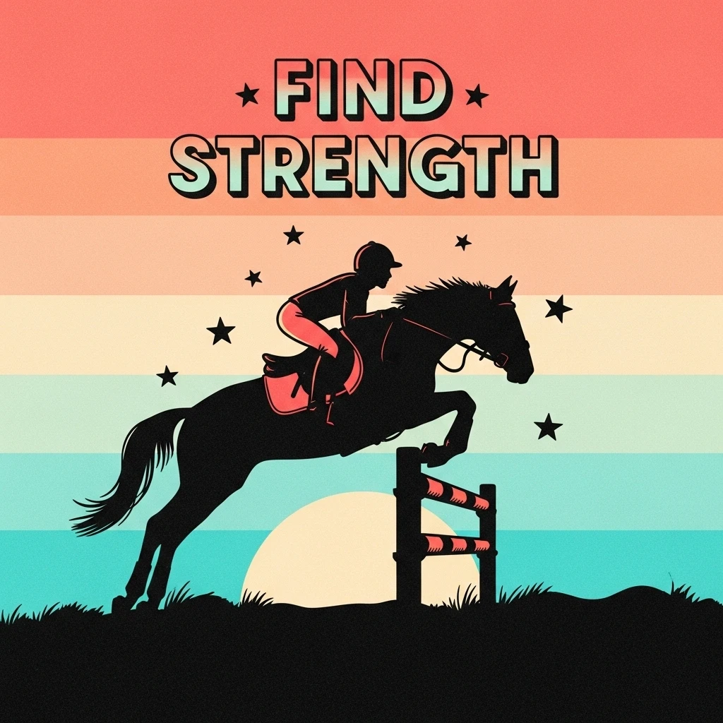 Silhouette of a horse and rider jumping, representing overcoming challenges and finding strength through adversity, as inspired by powerful horse quotes.
