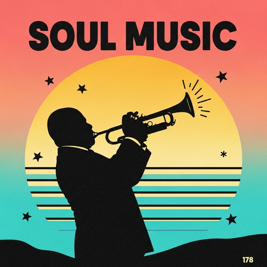 Silhouette of Louis Armstrong playing his trumpet at sunset, representing the enduring impact and soulfulness of his musical contributions, as captured in his famous quotes.