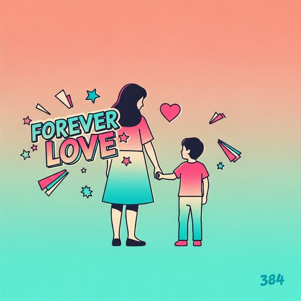 Illustration of a mother and son holding hands, depicting the unwavering support and love captured in the mom and son quotes collection.