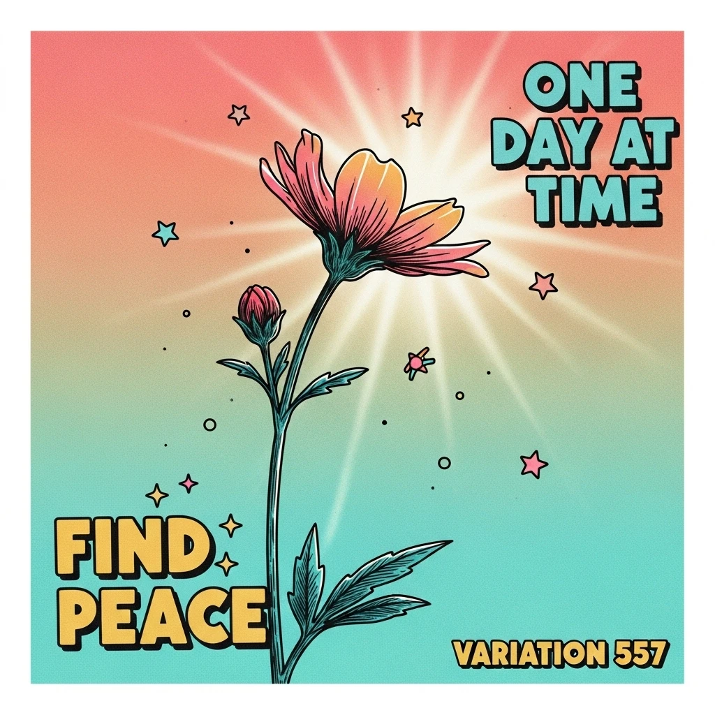 Image of a single flower blossoming, representing finding peace and taking life one day at a time.