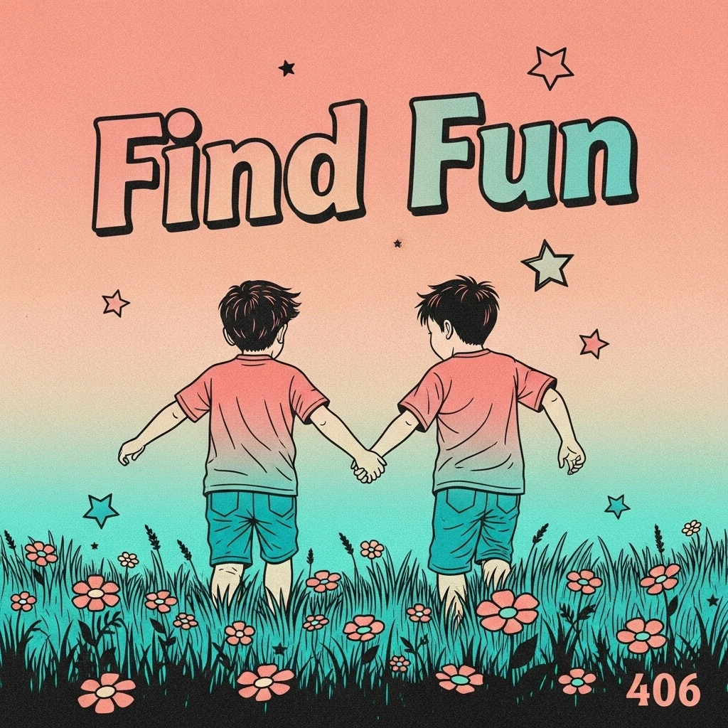 Two children running hand-in-hand through a field of flowers, representing the social connection and joy found in play time with friends.