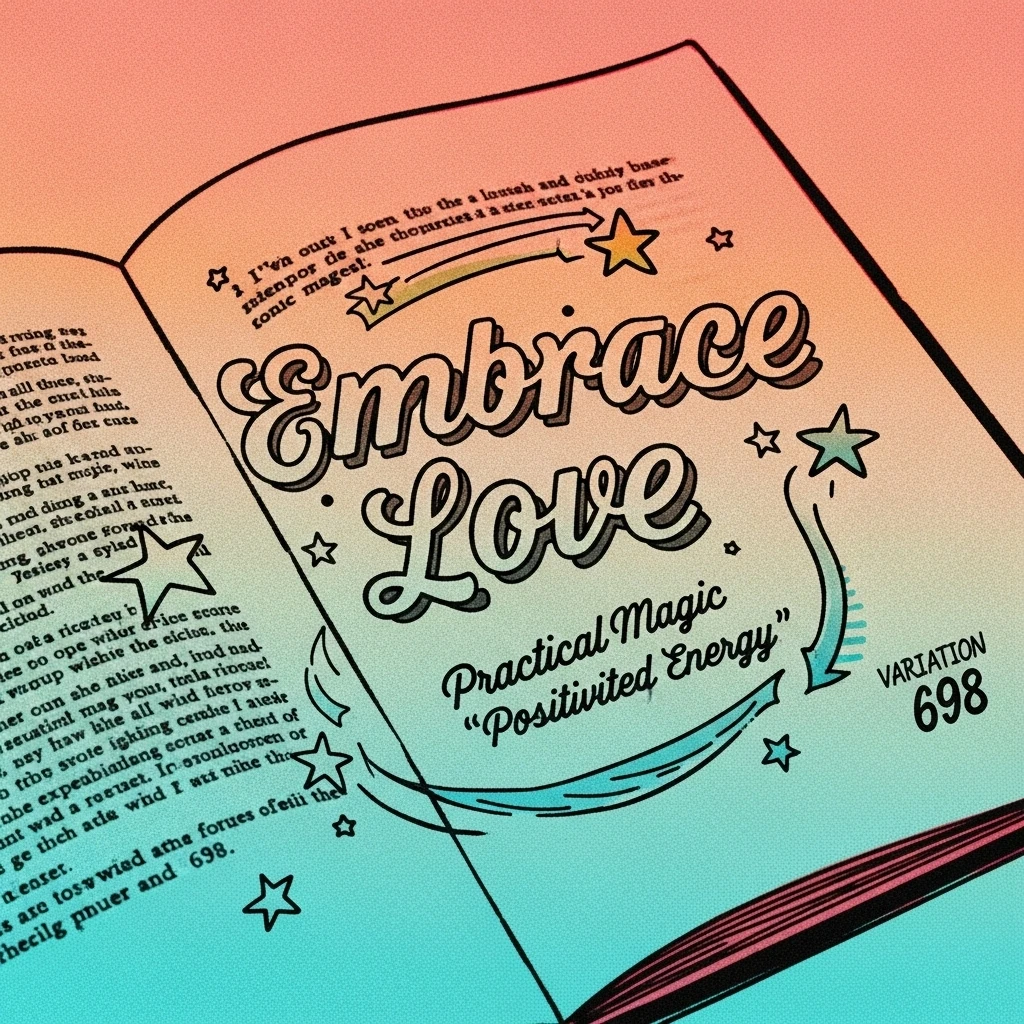 An antique book showcasing a practical magic quote about love and connection, emphasizing the power of words.