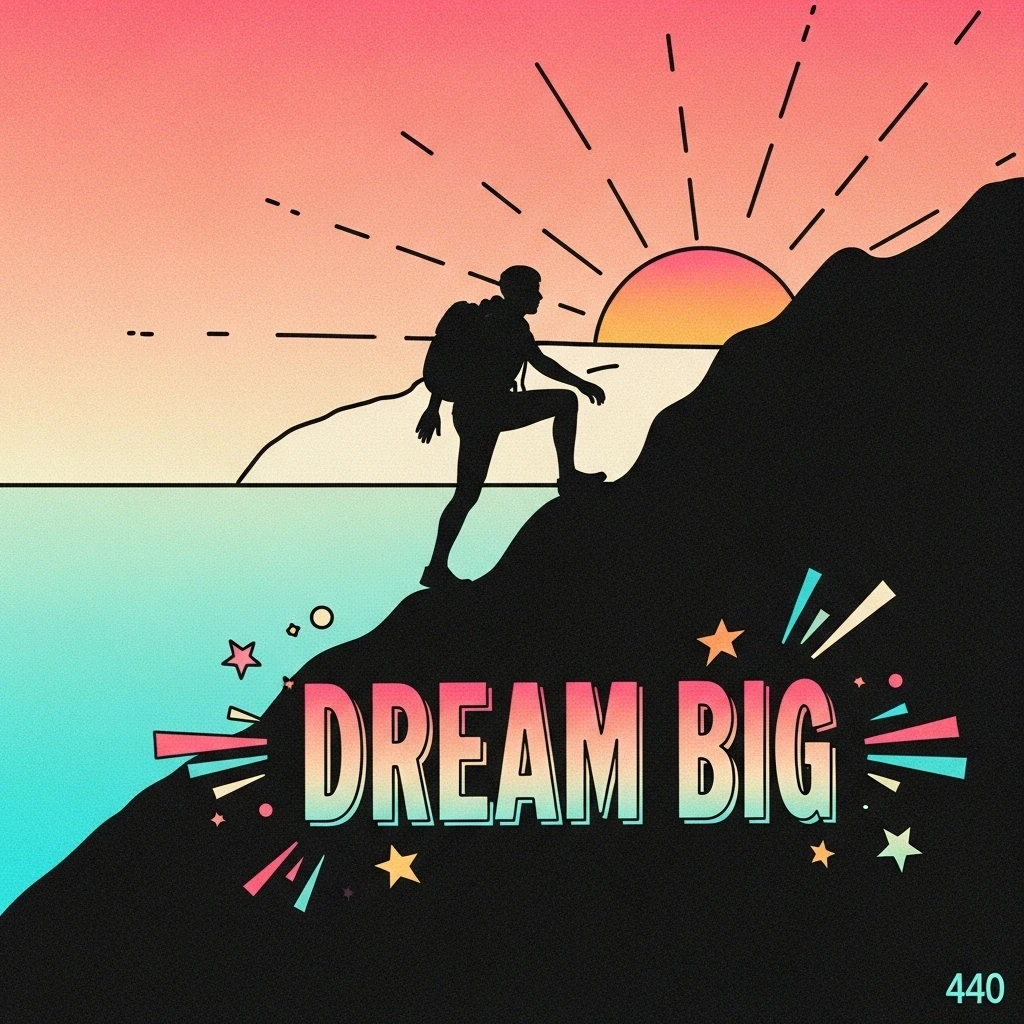 Silhouette of a mountain climber against a vibrant sunrise, representing achievement and the message 'proud of you' for overcoming obstacles.