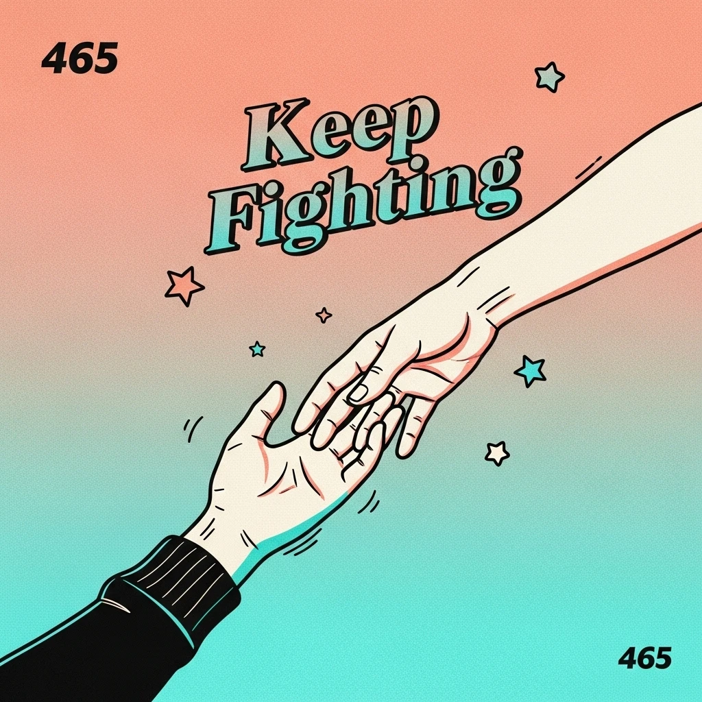 Illustration depicting a hand reaching out to another, representing the power of human connection and seeking help during a suicidal crisis, a reminder that you are not alone.