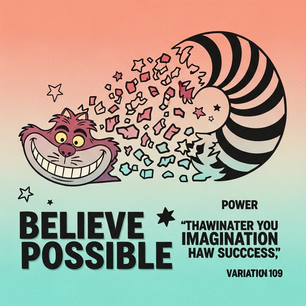 The disappearing Cheshire Cat grin signifying the importance of imagination and wonder as depicted in the memorable quotes from Alice in Wonderland.