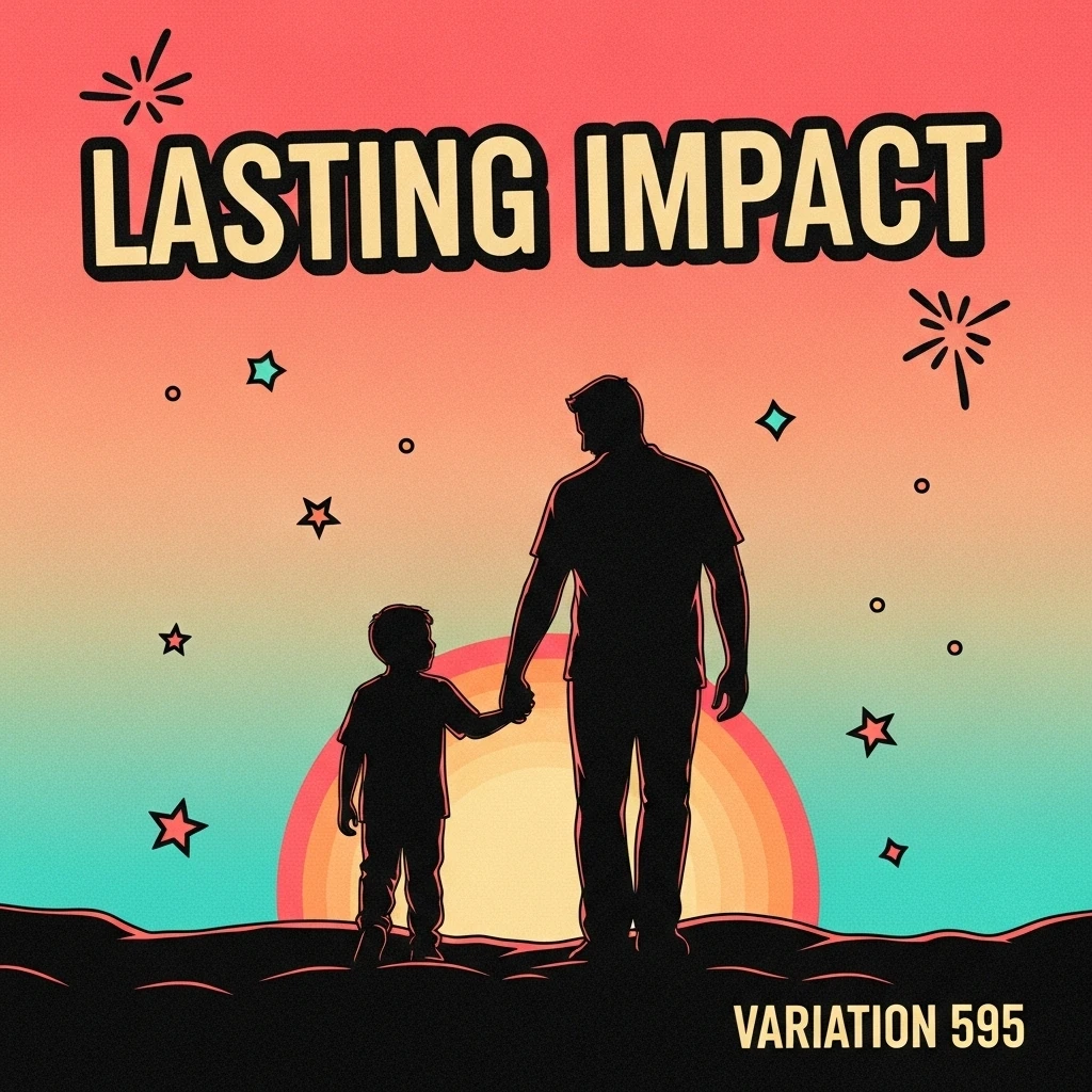 Silhouette of a father and son walking together at sunset, representing the son's inspiring words about perseverance and the enduring influence of parental guidance.