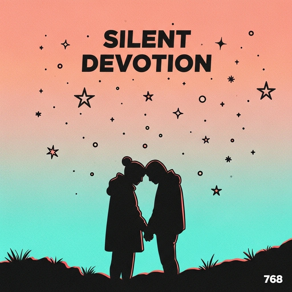 Image of two silhouettes beneath a starry sky, representing the yearning and unspoken feelings associated with secret love, emphasizing the beauty of silent devotion.