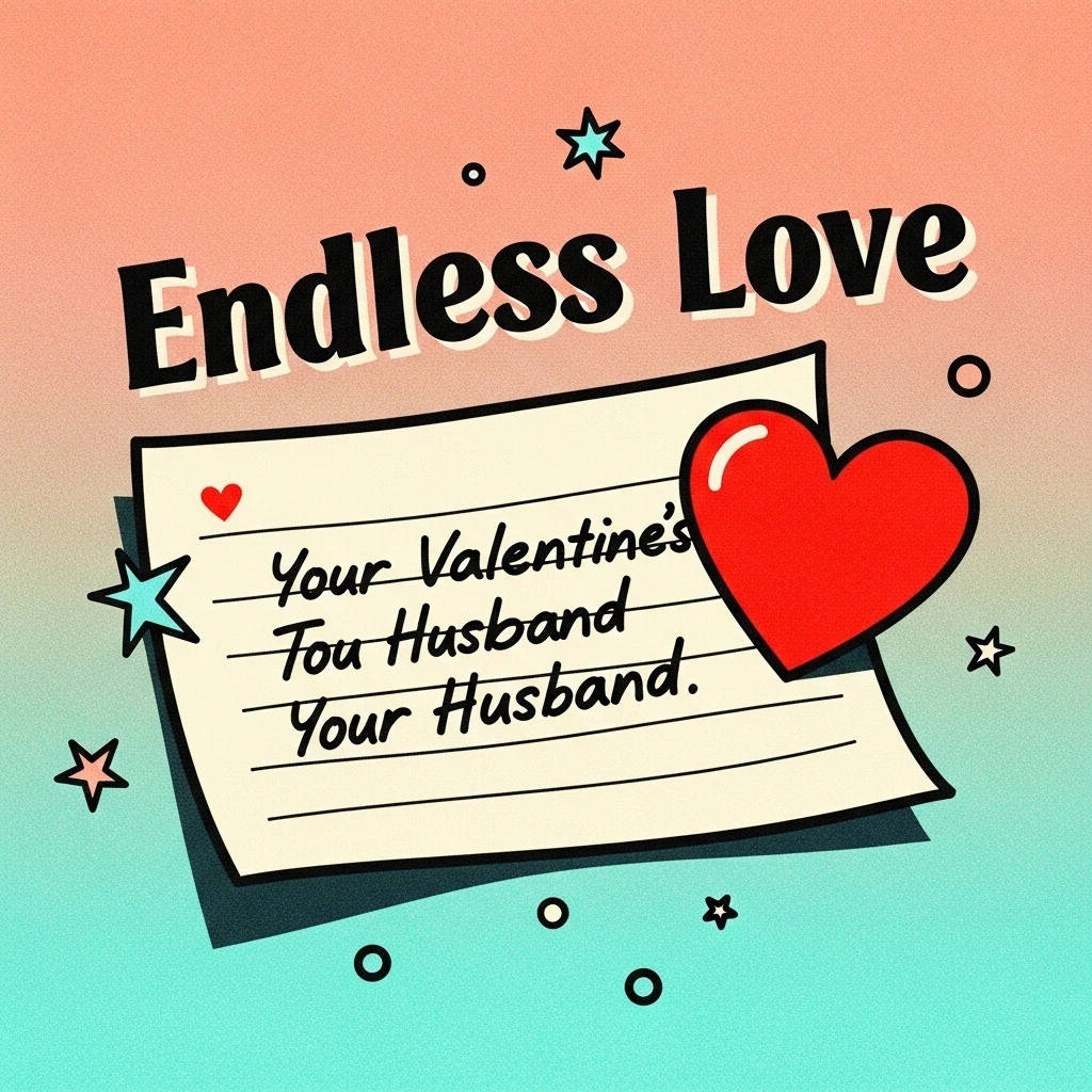 Close-up of a handwritten love note for a husband on Valentine's Day, showcasing the care and affection in the message.