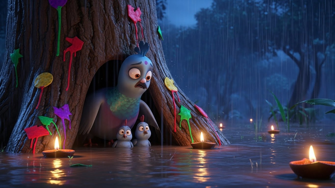 வானம் திறந்தது: மழையில் மூழ்கிய அலங்காரங்கள்