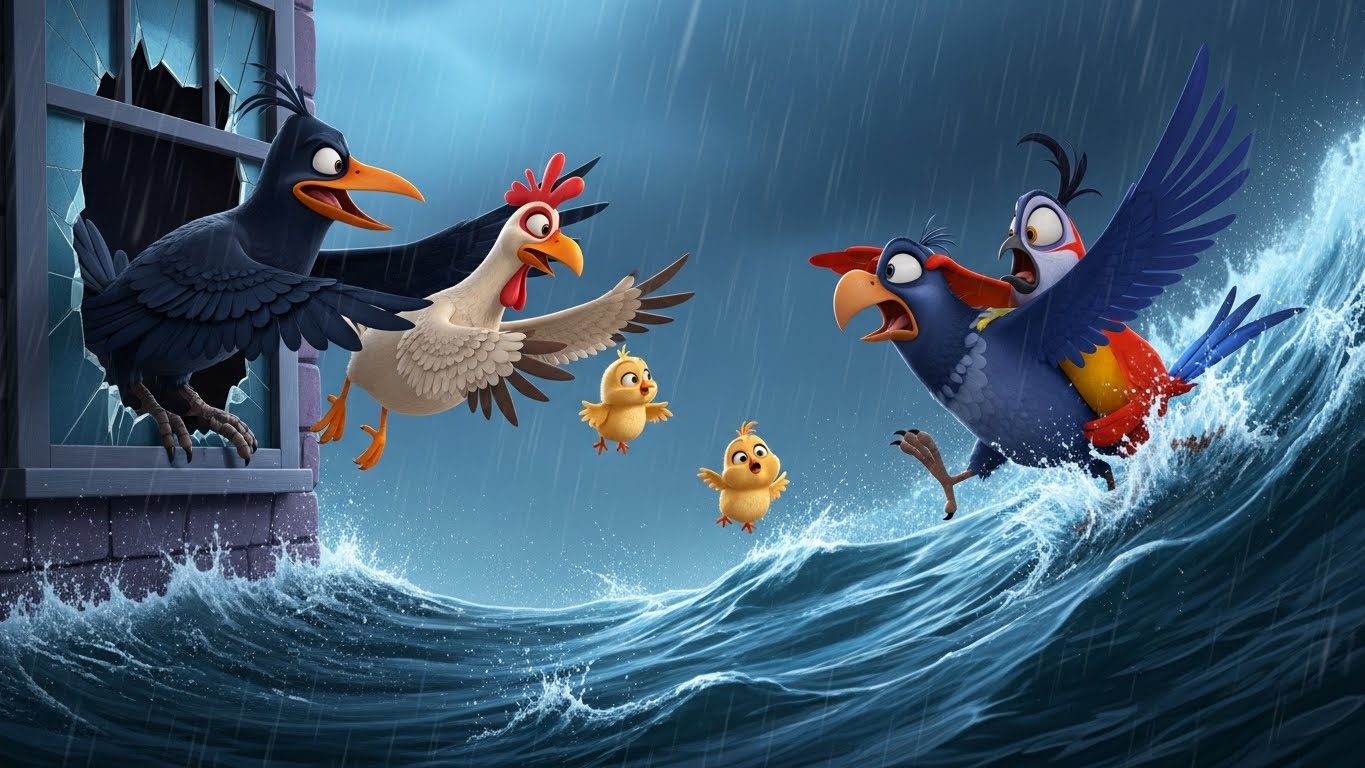 குழந்தைகளை மீட்க காலு காக்கையுடன் போர்.