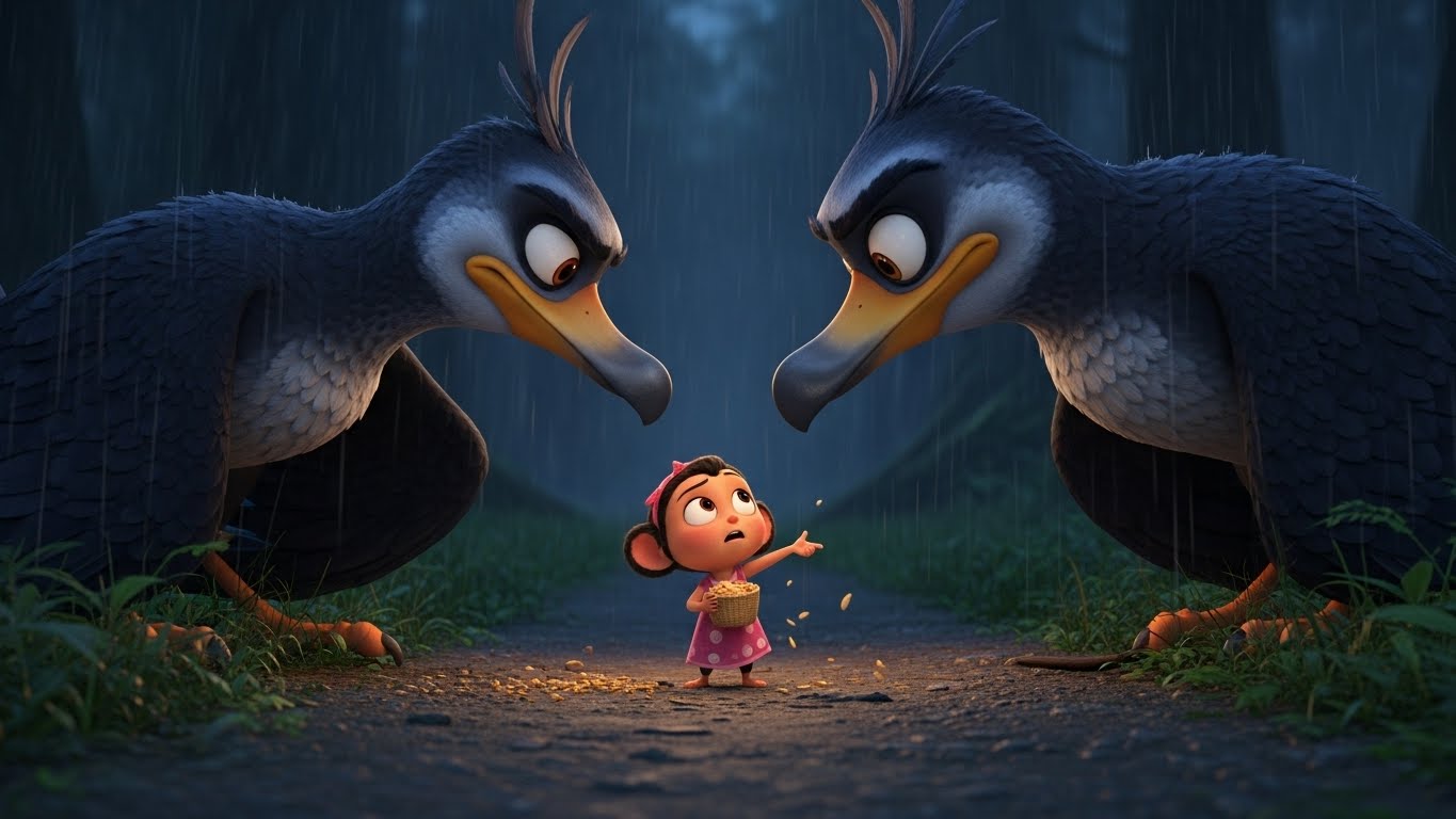 இரு கொடிய வேட்டைப் பறவைகளுக்கு நடுவில் சிக்கி, தன் புத்திசாலித்தனத்தால் அவர்களைத் திசை திருப்புகிறாள் தாய் சிக்கி.