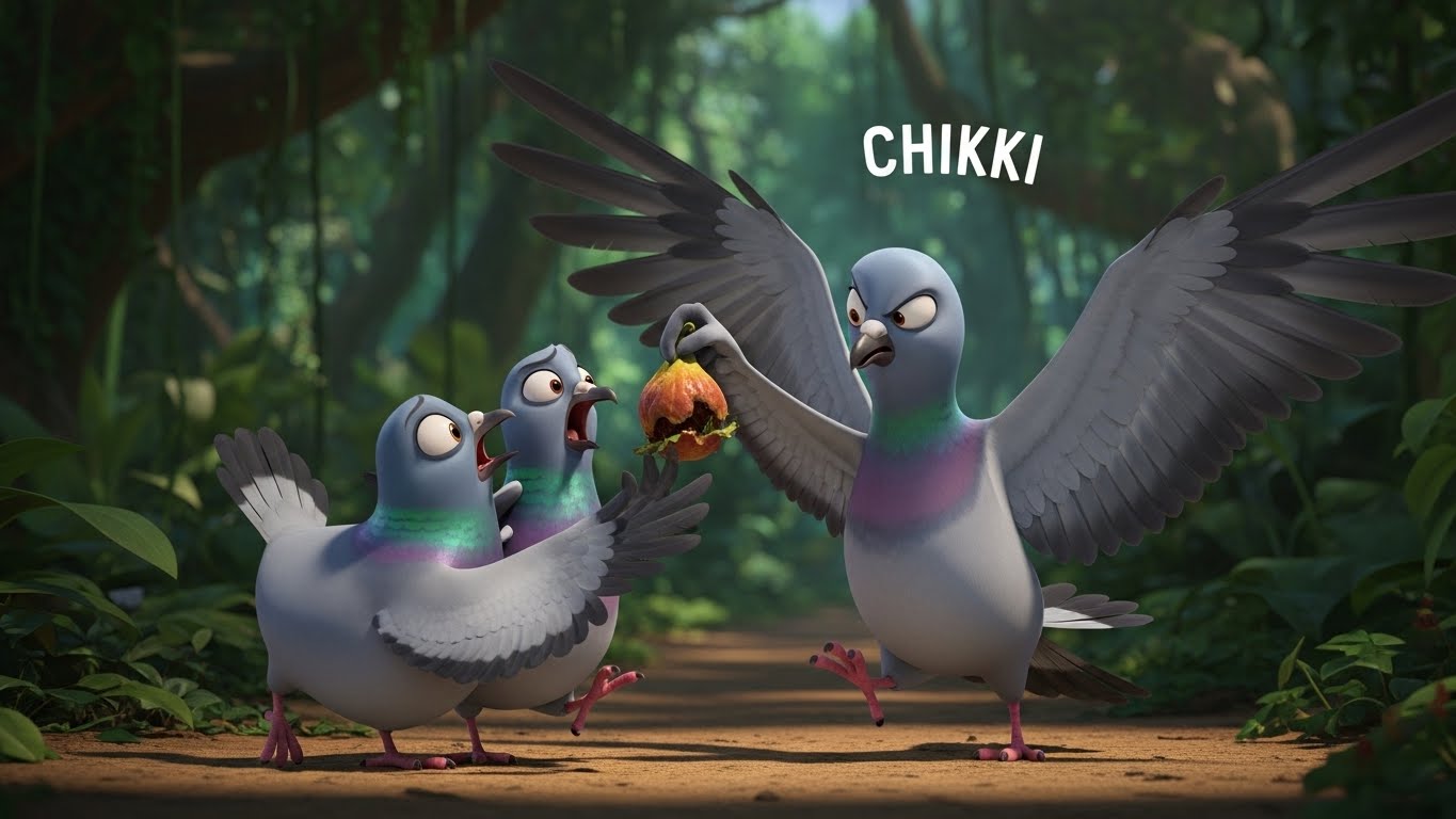 அழுகிய பழத்திற்காக சண்டையிடும் பறவைகள். ஒற்றுமையின் முக்கியத்துவத்தை உணர்த்தும் சிகி.