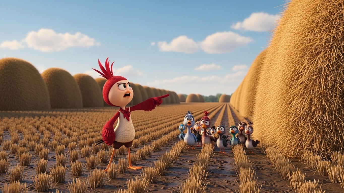 வெற்றிக்குப் பின், விளைந்த வயலில் தீவனக் குவியல்களை ஆராயும் சிகி.