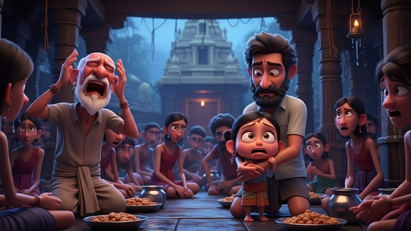 கோயில் தங்குமிடத்தில் பசியால் வாடும் கிராம மக்கள்; கடவுளைக் கேள்வி கேட்கும் ராம்தீன்.