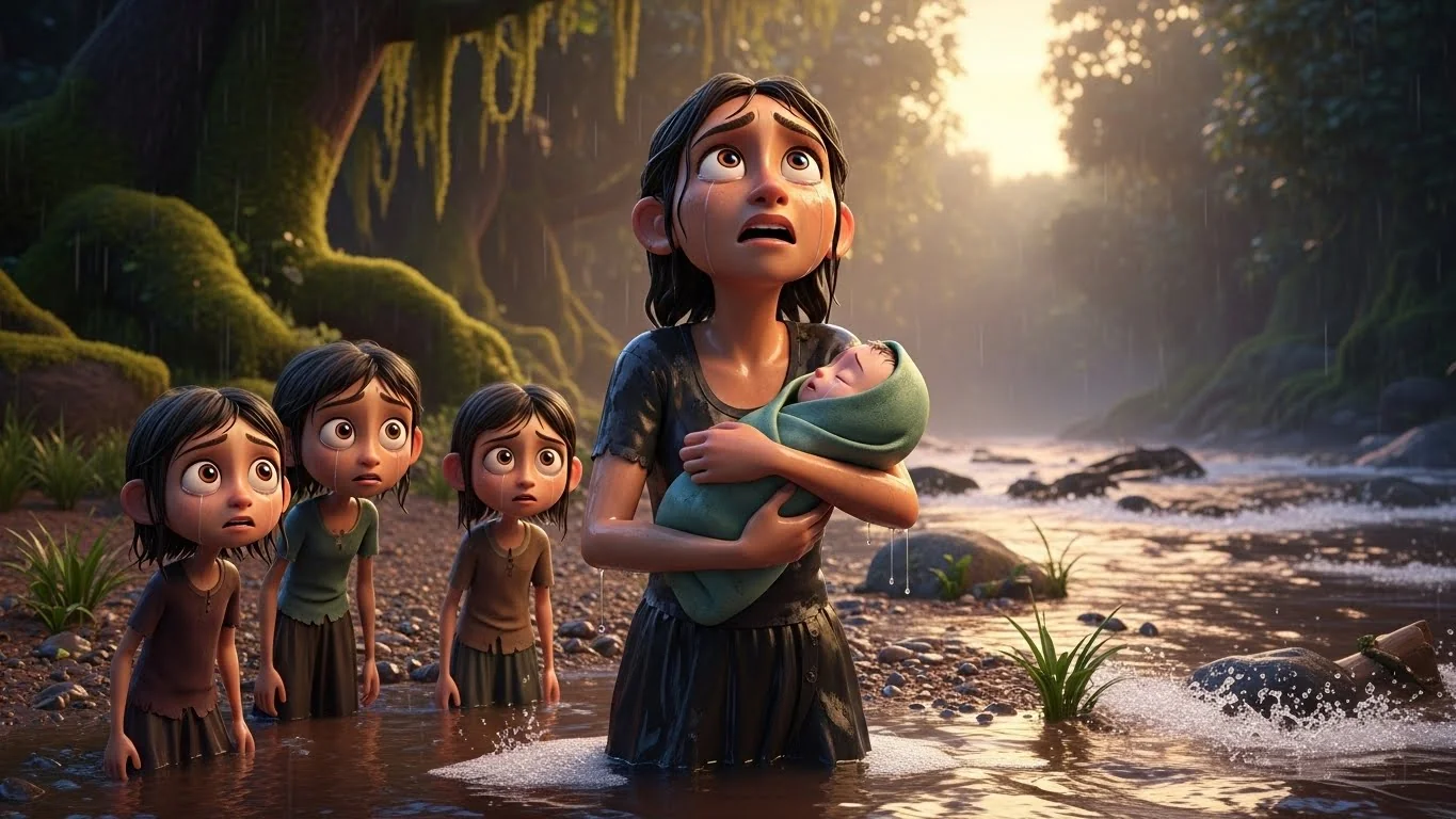 ஆற்றில் கிடைத்த அனாதைக் குழந்தைகளை அரவணைக்கும் ரத்னா.