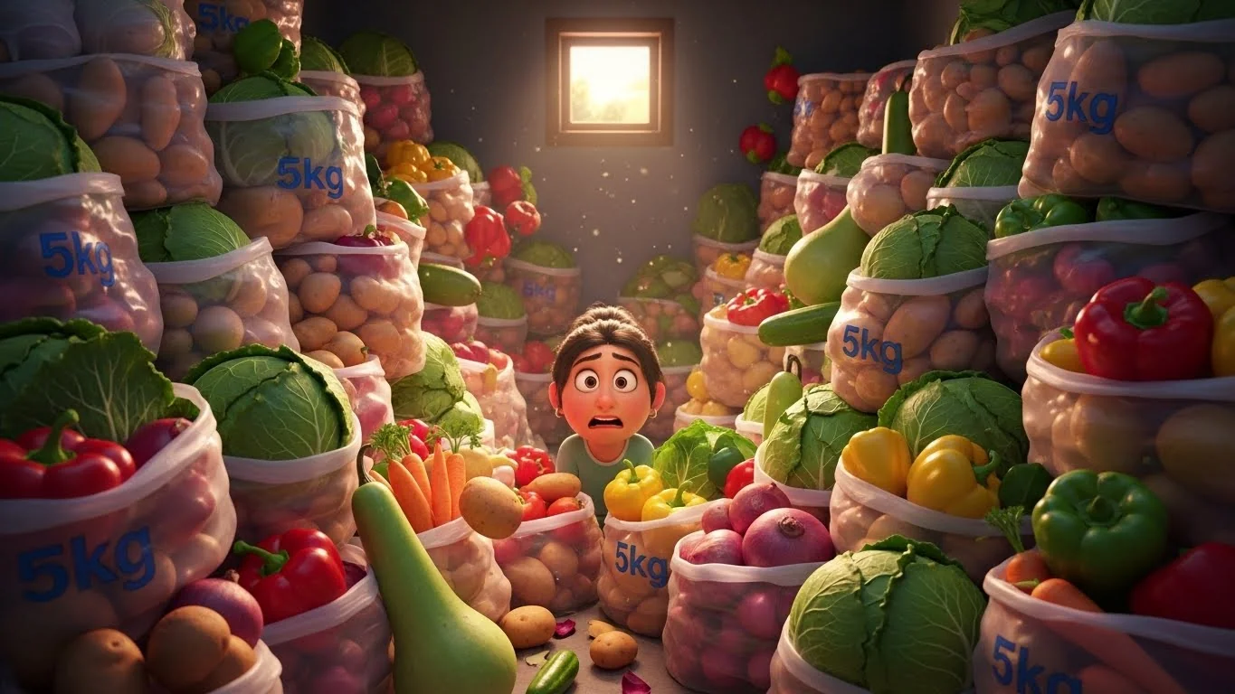 காய்கறி சந்தை போன்ற சமையலறை அதிர்ச்சி.