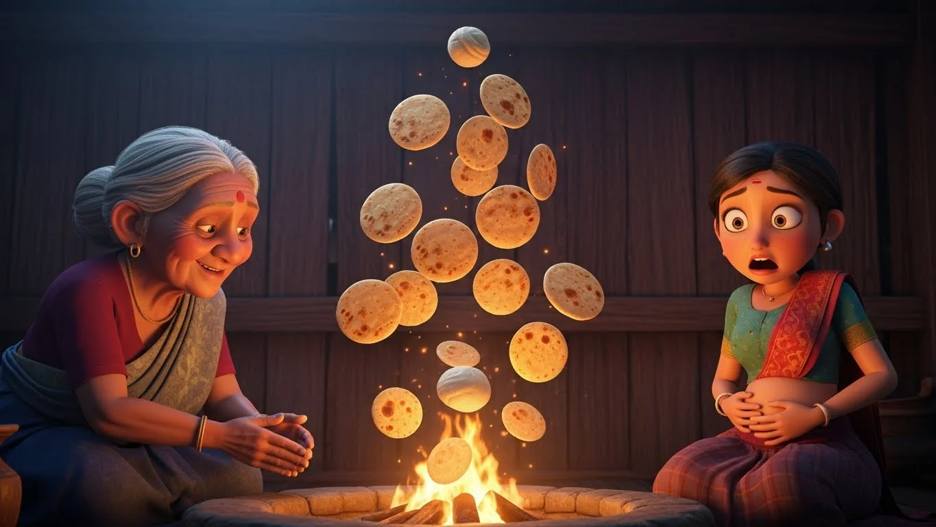 காட்டுக்குடிசையில் உள்ள மூதாட்டியின் மர்மப் புன்னகை.