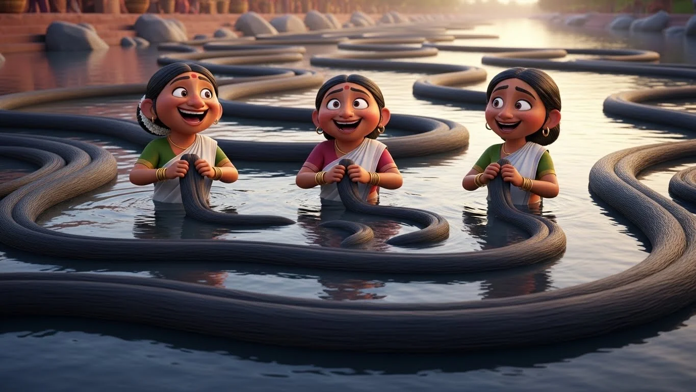 கங்கை நதியில் கூந்தல் அலம்புதல்