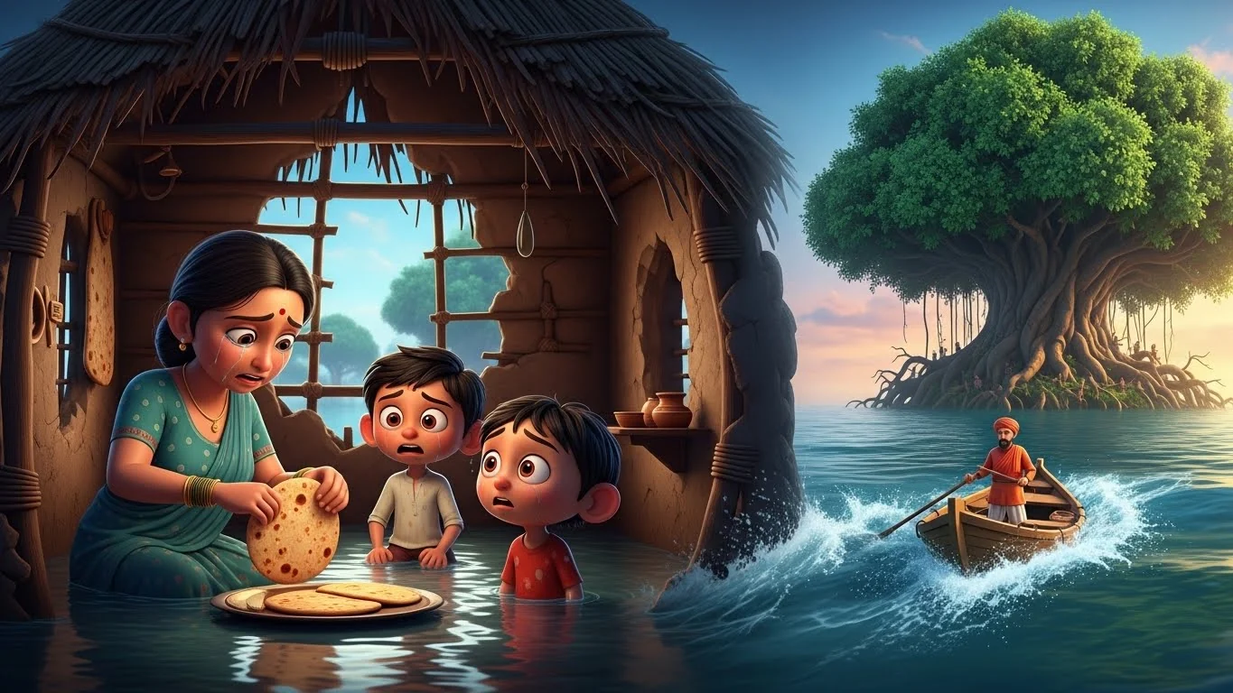 வெள்ளப் பேரழிவு: கடைசி ரொட்டியும் ஆலமரத்தின் அடைக்கலமும்.