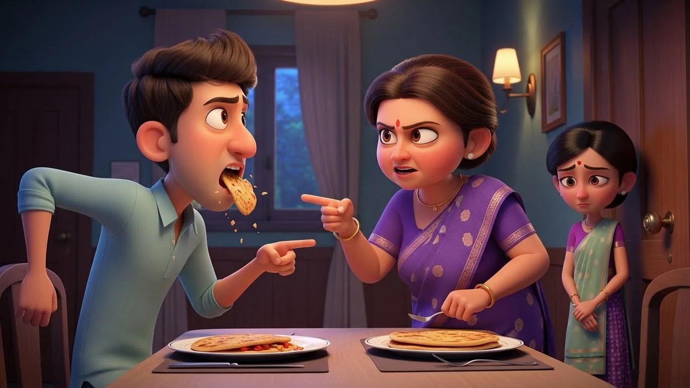 சமையலில் மண் கலந்ததால், மருமகளிடம் கோபத்தை காட்டும் மாமியார்.