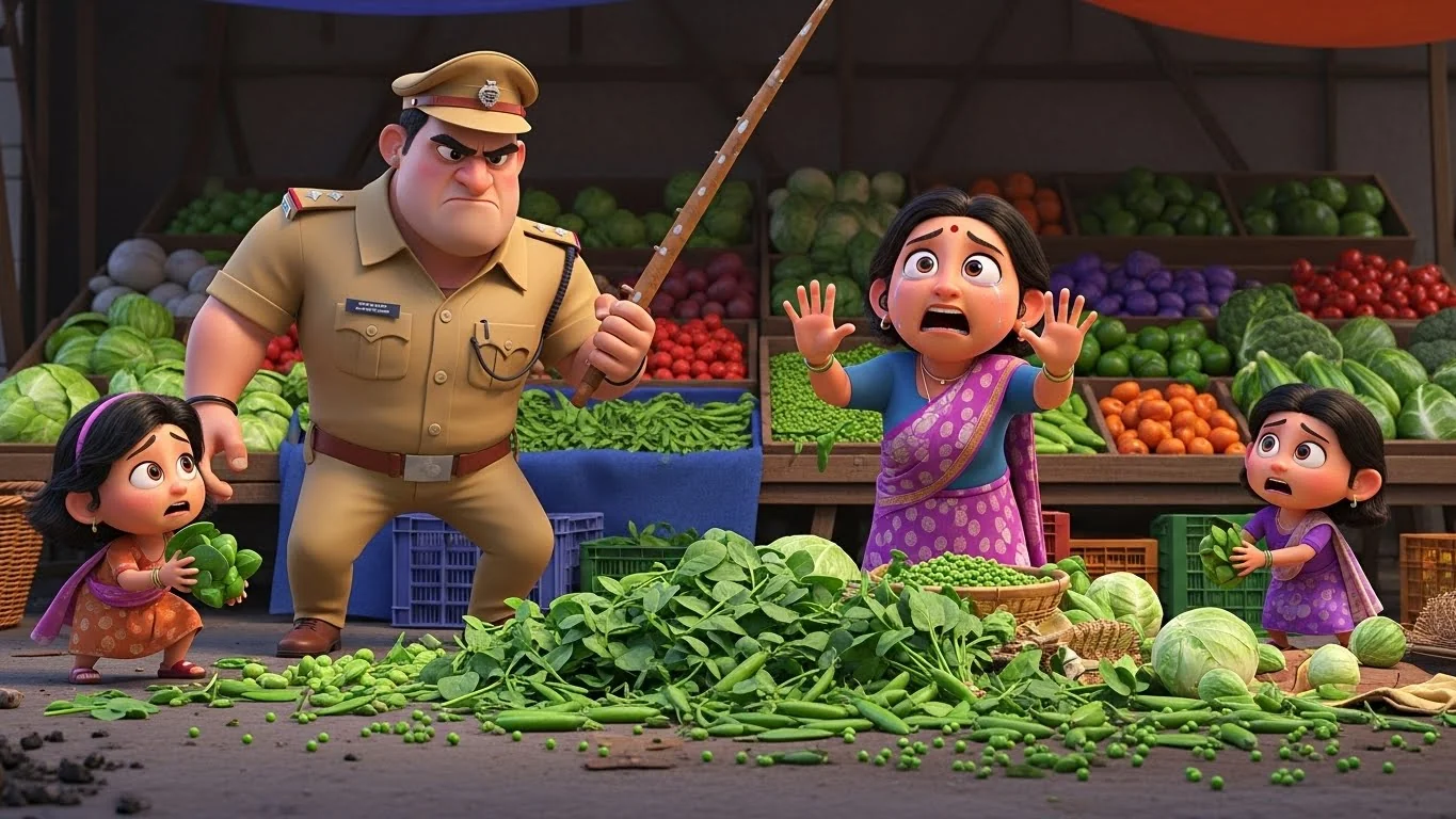 உழைத்த காய்கறிகளைச் சிதறடிக்கும் அதிகாரத்தின் அநீதி.