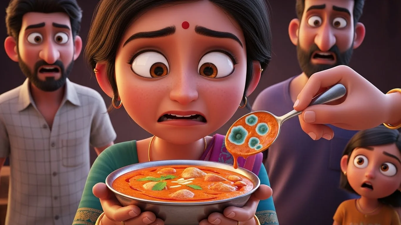 இழிவான அன்பளிப்பு. கெட்டுப்போன உணவை வெறுத்து ஒதுக்கிய குடும்பம்.