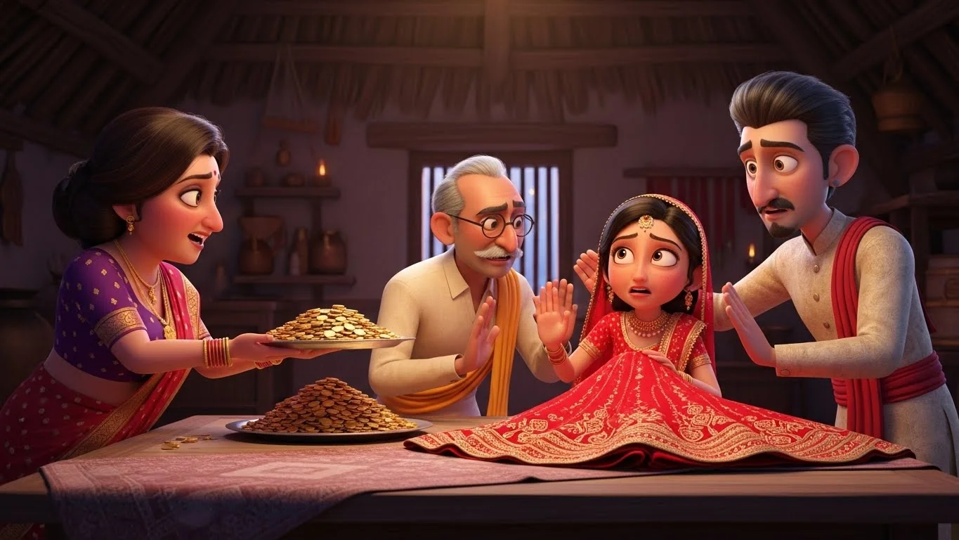 விலையுயர்ந்த லெஹெங்கா மற்றும் தங்கத்தை நிராகரித்து மகளை காக்கும் தந்தை.