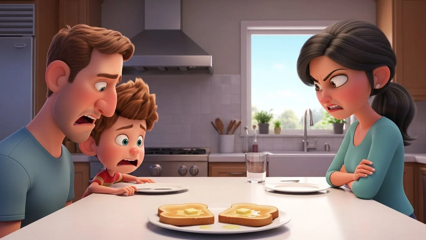 தினசரி ரொட்டி வெண்ணெய் உணவு; சுவையற்ற உணவால் சண்டை.