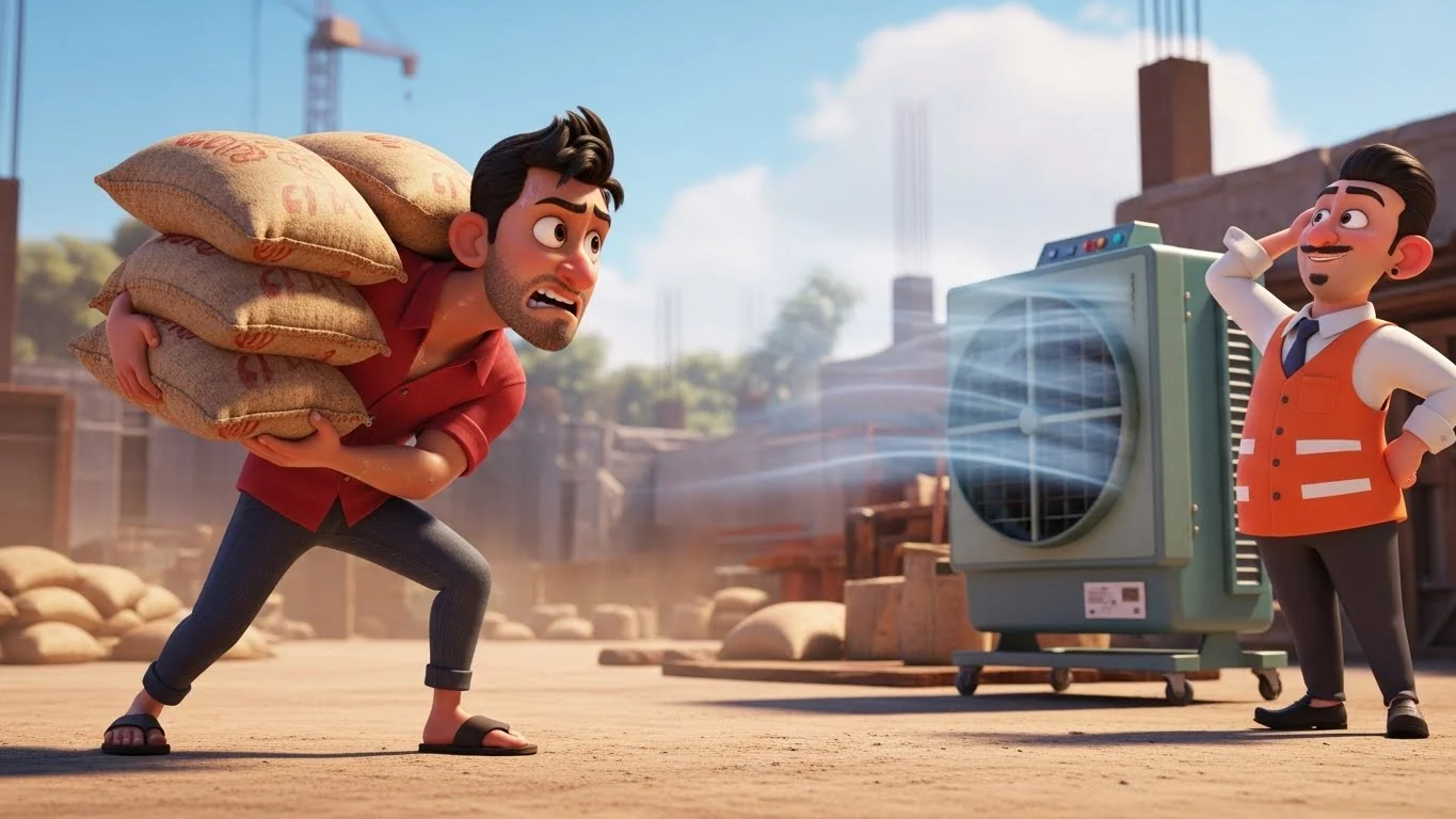 உழைப்பவன் உருக, முதலாளி குளிர் காற்றுடன்.